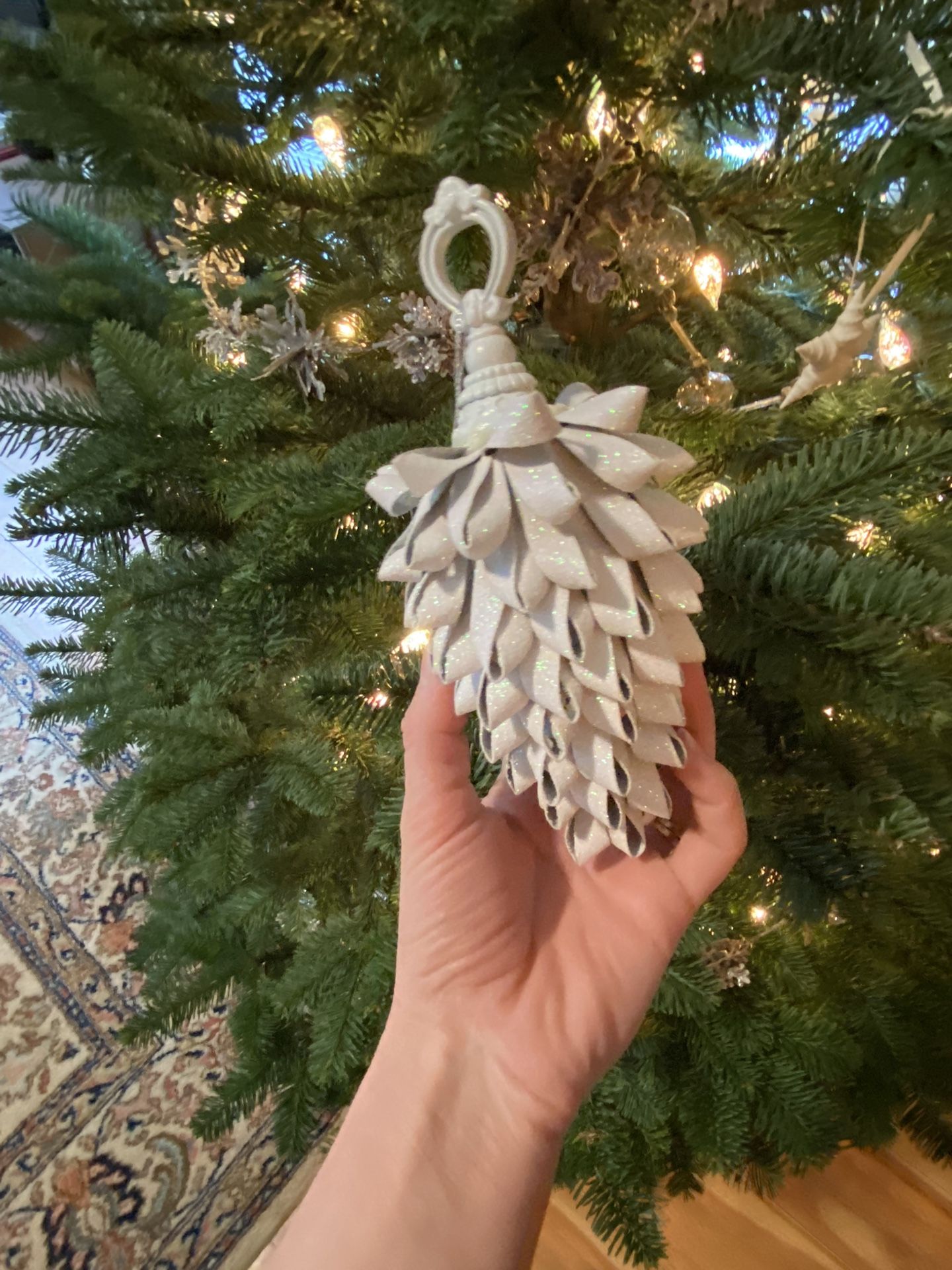 Extra Large, Sparkly White Ornaments