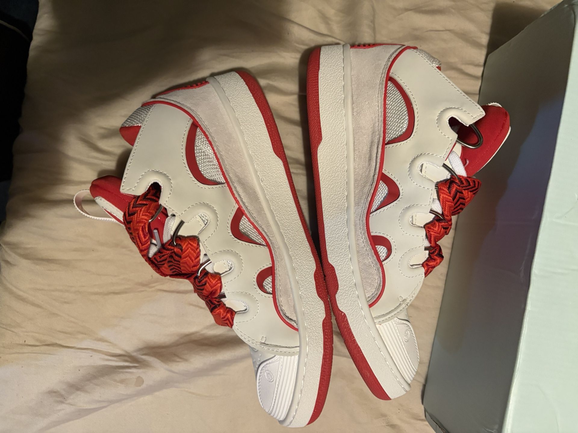 Lanvin Curb Red And White Size 10
