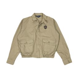 Vintage Polo Ralph Lauren Harrington Jacket Men Medium M Beige Lightweight Crest