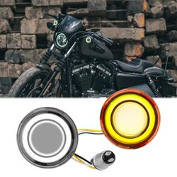 2pcs 1157 LED Turn Signals Dual-Contact 2" Smoke Lens For Harley Sportster 883