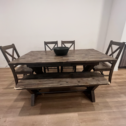Dining table with bench