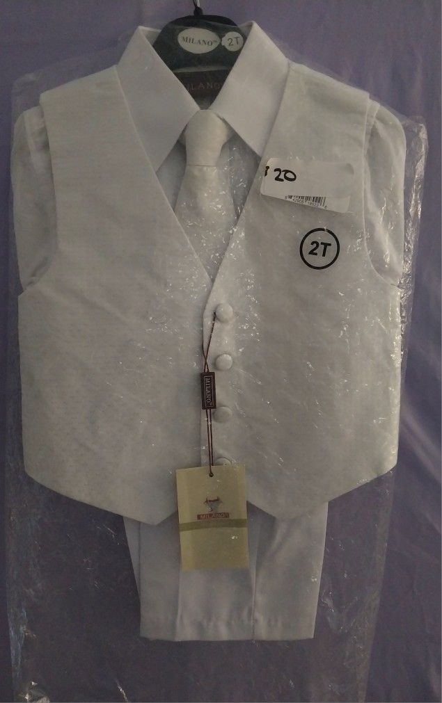 New Toddler Boys White Tuxedo Suit 2t