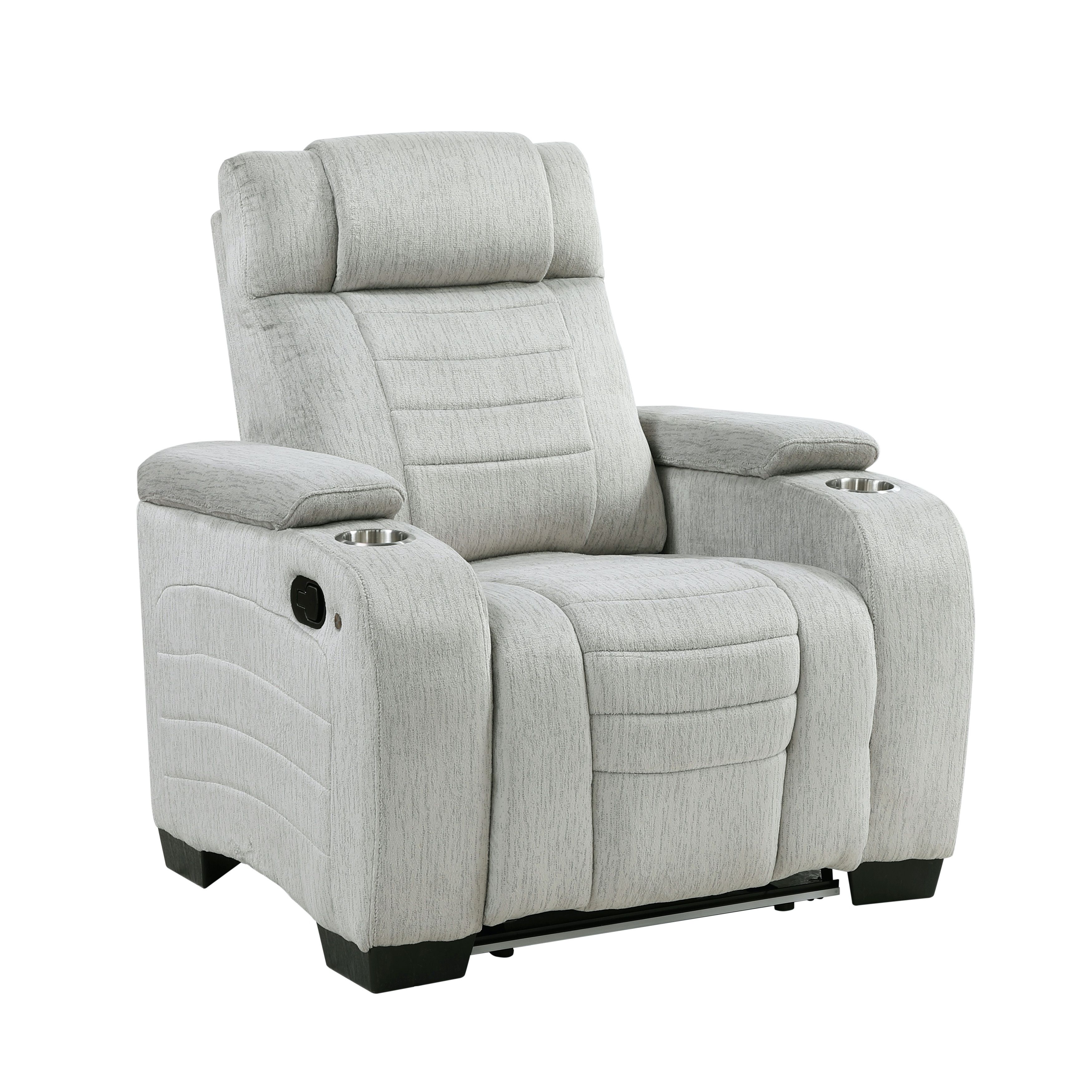 WITH LED LIGHT ON BASE LIGHT GREY RECLINER CHAIR