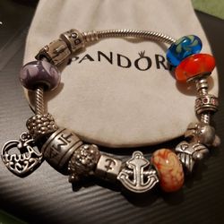Pendora Sterling Silver Charm Bracelet 