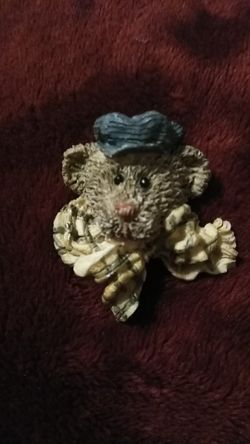 Vintage Ceramic Clay Teddy Bear Brooch/Pin