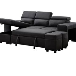 Grey Or Black Leather Sectional Sofa Bed