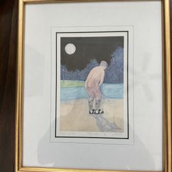 Moon Golfer Signed Print 