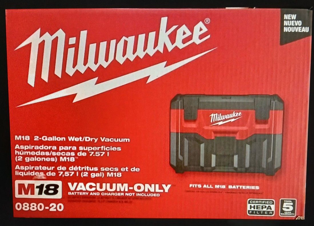Milwaukee M18 2 Gallon Cordless Wet-Dry Vacuum  - New