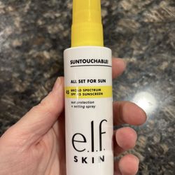 NEW ELF SKIN SUNTOUCHABLE ALL SET FOR SUN SPF 45 SUN PROTECTION AND SETTING SPRAY FULL SIZE $5!!!