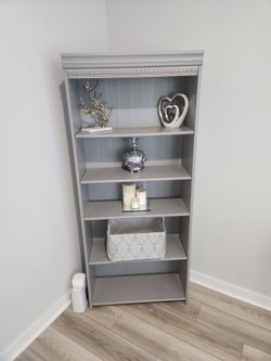 Gray bookshelf