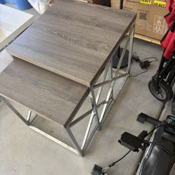  End Tables Grey Wood And Silver