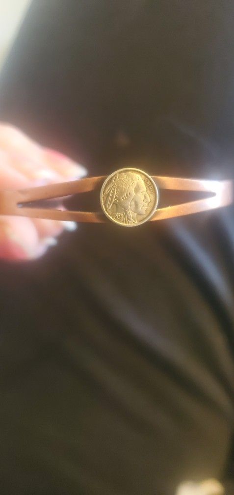 Tiny Buffalo Coin Bracelet. Tiny Coin. Kid Size