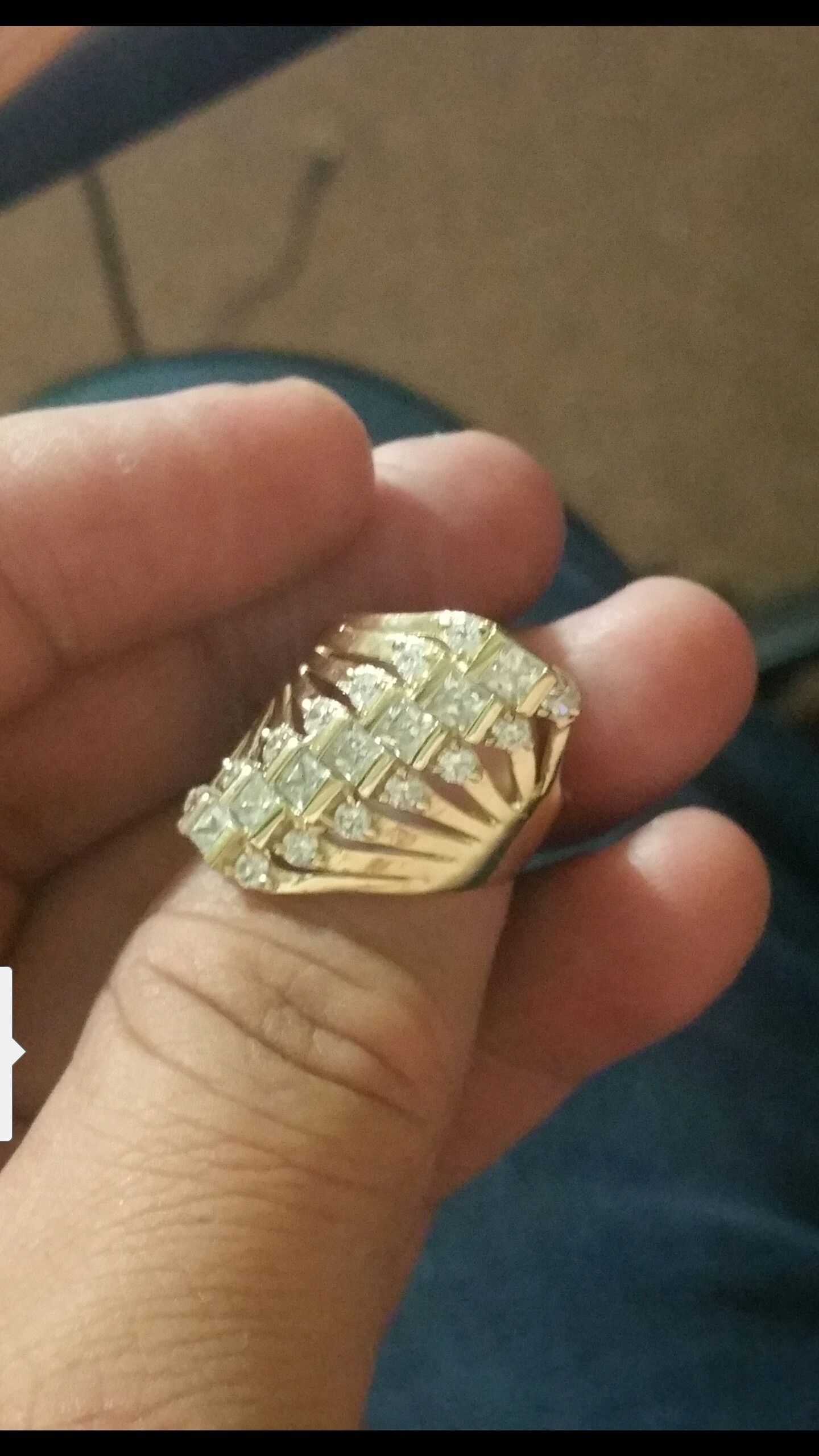 14k Gold, Large Ring w/ CZ, 6.7 grams