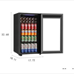 Beverage Refrigerator and cooler with Glass Door,digital Temperature Display