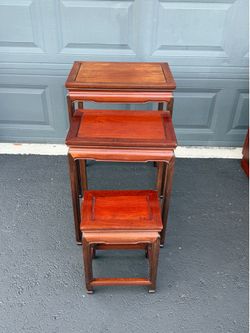 Vintage Chinese Hong-Mu Rosewood Nesting Tables | Set of 3