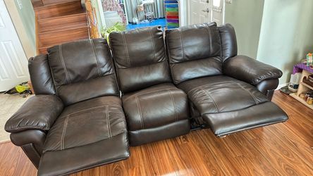 Used leather sofa manual recline