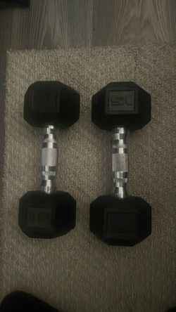 15 lb Rubber Hex Dumbbells Pair