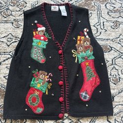 Vintage Nutcracker Women’s Christmas Holiday Teddy Bear Vest