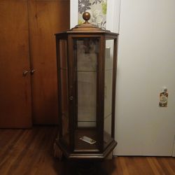 Antique Gold  Curio W/ Glass Shelves