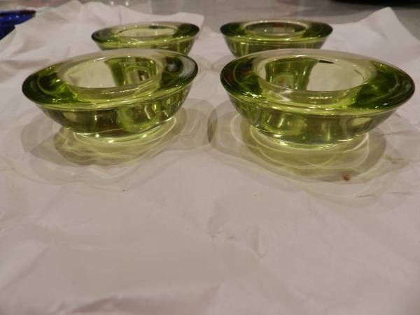 4 Crate and Barrel Lime Glass Tea Light Candle Holders - $5