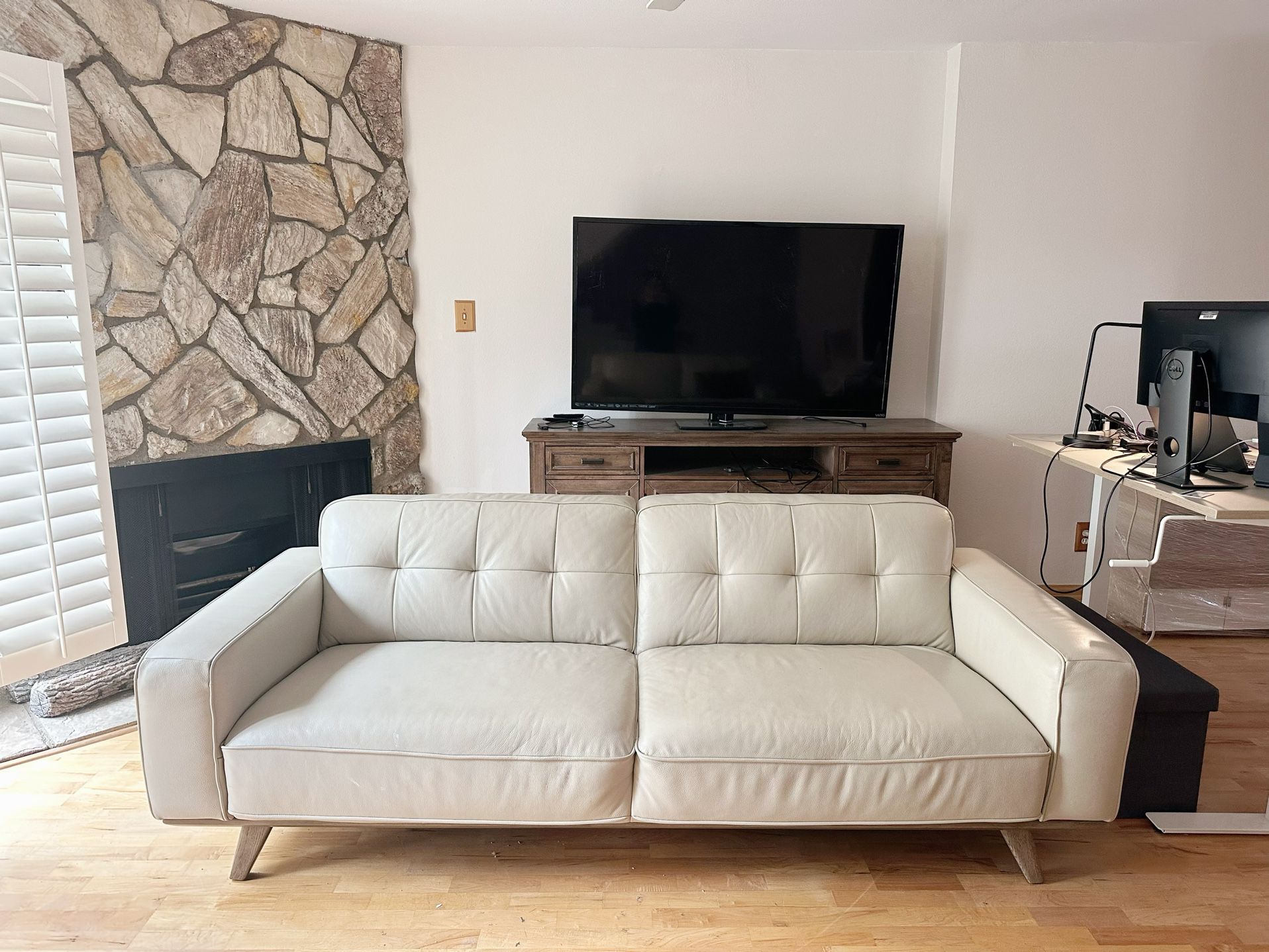 Beige Sofa, Premium Leather, Comfortable - $498