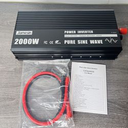 Jamesin Pure Sine Wave Inverter, 2000W, Peak Power 4000 W, 12V DC to 110/120V AC