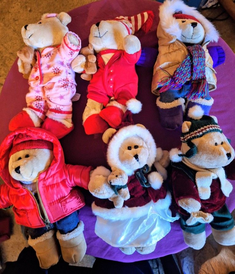 Vintage (6) Starbucks Coffee Bearista Plush Teddy Bears