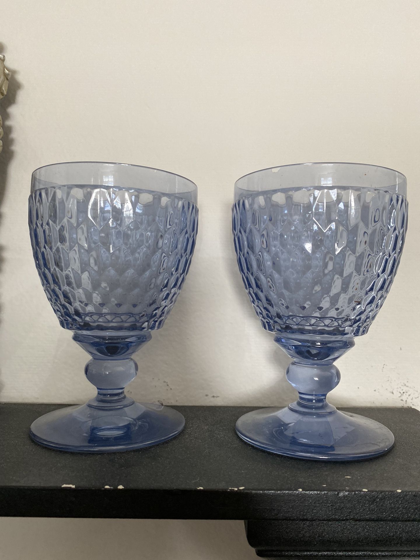 2 Villeroy & Boch Boston Blue Crystal Goblets