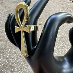 Brass Copper Ankh Ring 