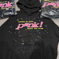 BRAND NEW! Sp5der Hoodie With “pink” Letterings!