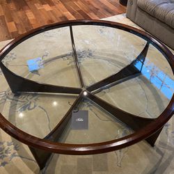 Baker Glass & Wood Coffee Table 60”