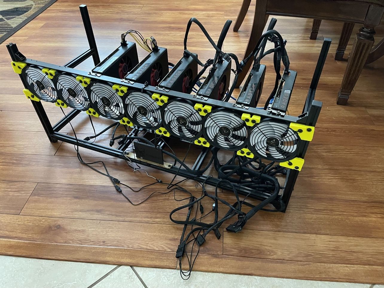 8 Video Card Mining Rig Works Perfect Needs To Be Reset And Cleaned for
