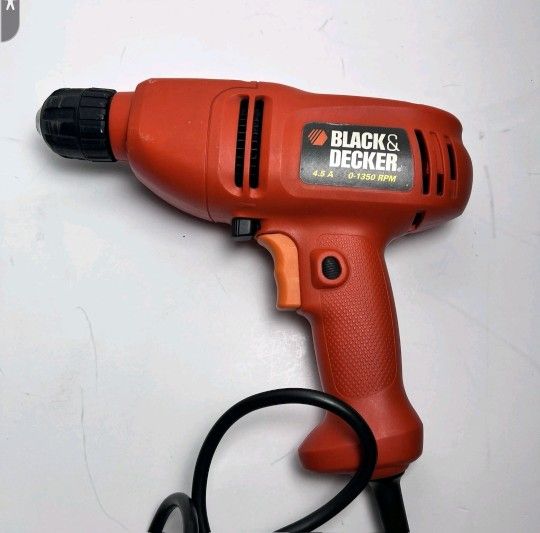 Black And Decker Drill DR200 Type3 Corded Keyless 4.5A 0-1350 RPM Tested & Works