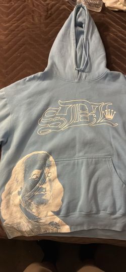 Light Blue Graphic Hoodie with Franklin