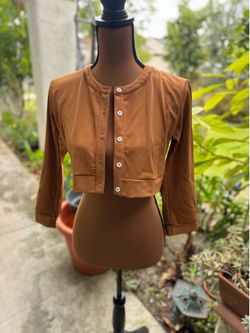 WeWoreWhat Knit Cropped Crewneck Cardigan Button Down Crop Top Size M