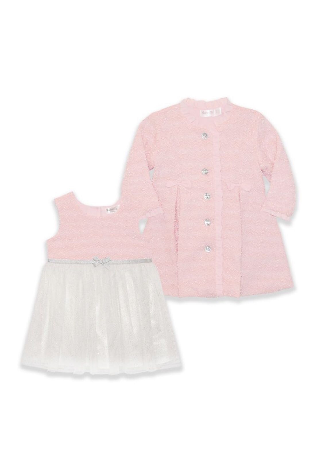Nannette Baby Girl Dress 2-Pieces Glitter Dress And Coat 
