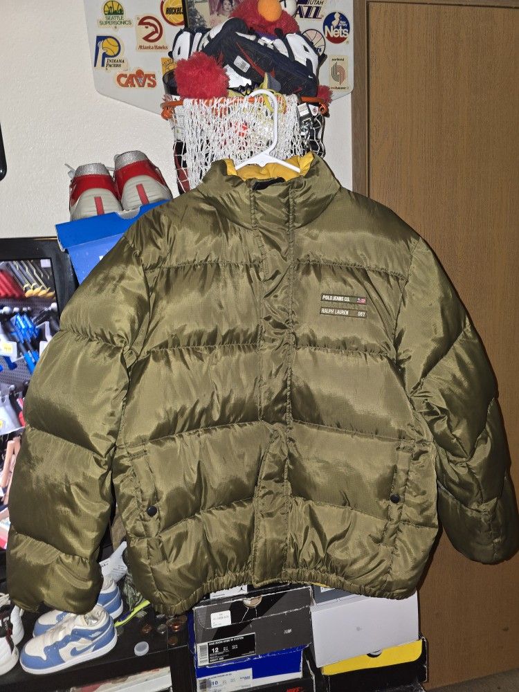 Vintage Ralph Lauren Polo Jeans Co Puffer Jacket Medium Goose Down Outerwear 90s VTG