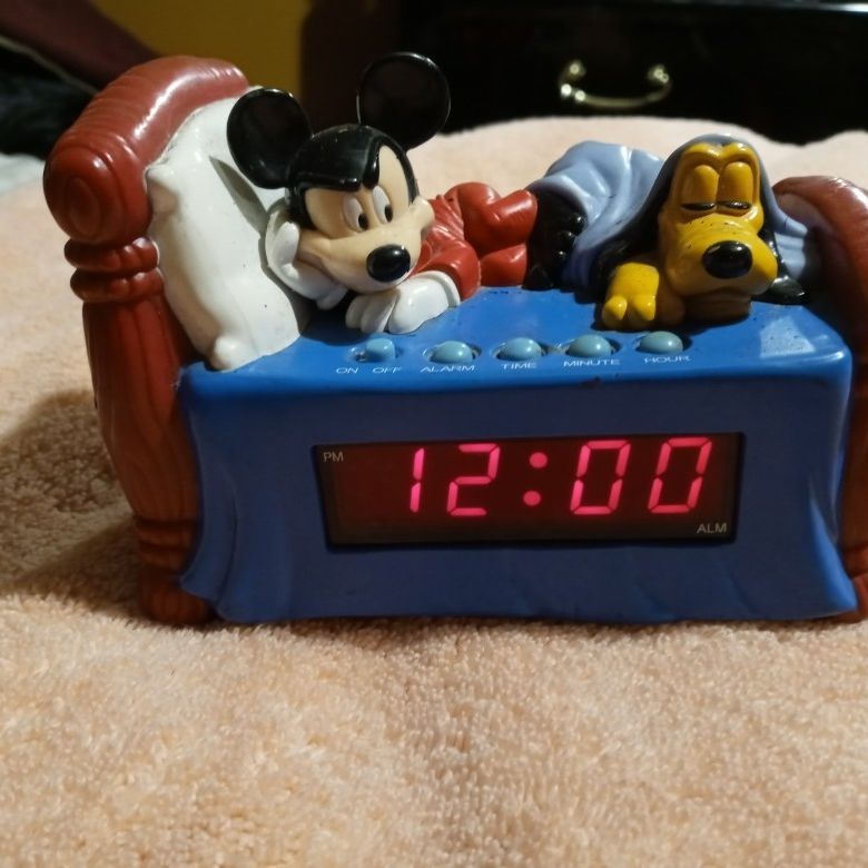 Vintage Mickey Mouse and Pluto Digital Alarm Clock