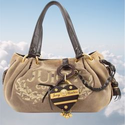 Juicy Couture Vintage tan khaki beige velour bag