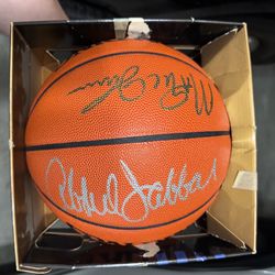 Kareem Abdul-Jabbar Magic Johnson Autograh NBA Official Basketball Los Angeles Lakers