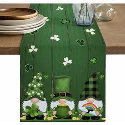 St. Patrick's Day Gnome with Shamrock Table Runner 13*48 Inches Long