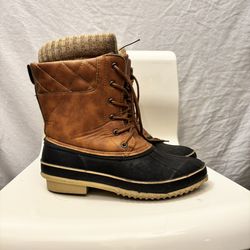 ITASCA 3M Thinsulate Snow Boots Waterproof. Brown Tan Lace-up. Size 9 Women