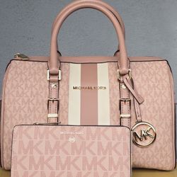 New Michael Kors Medium Baby Pink Satchel And Wallet 