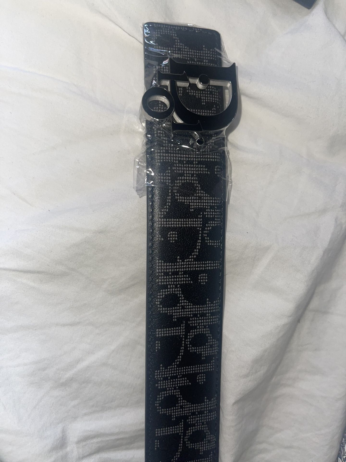 Dior Belt Gray/Black Mens 30 Authentic