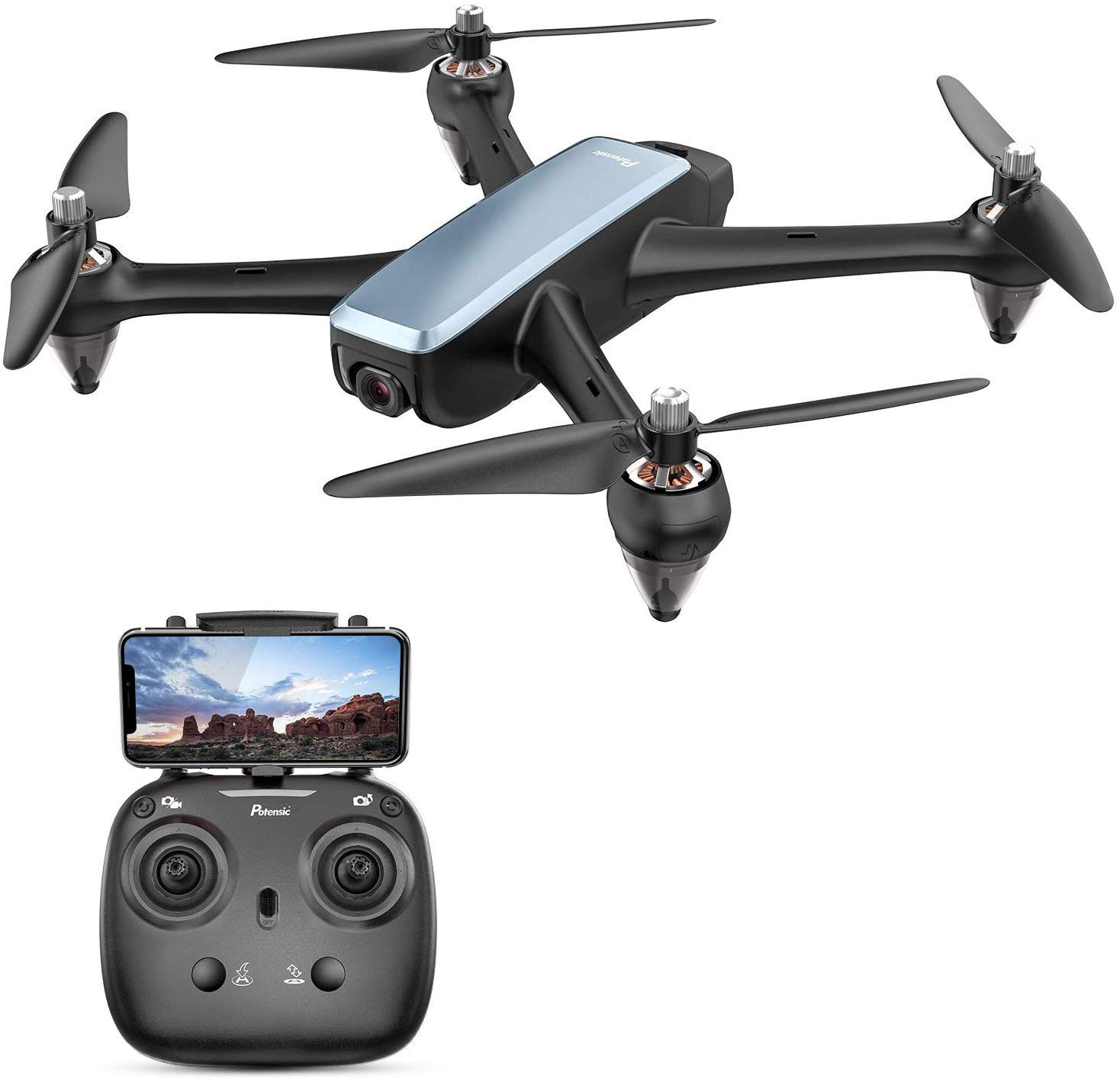 Potensic D60, GPS Drone Camera 1080P HD FPV 110° FOV Quadcopter, 5G WiFi