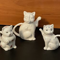 Hand Painted Lucky Kitty Pitchers