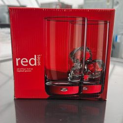 🔥 RED Glass Tumblers – Set of 4