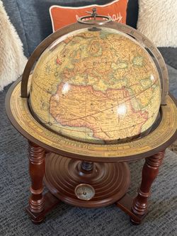 Vintage-Style Decorative World Globe on Wood Stand