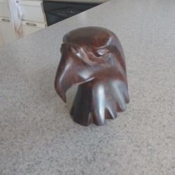 Beautiful hand carved solid wood 6 inch eagle head