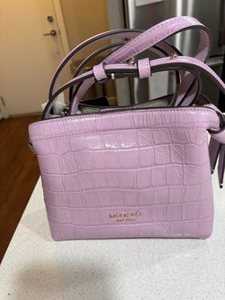 Kate Spade Purple - Knott Violet Mist Croc Embossed Leather Handbag Lavender Purple